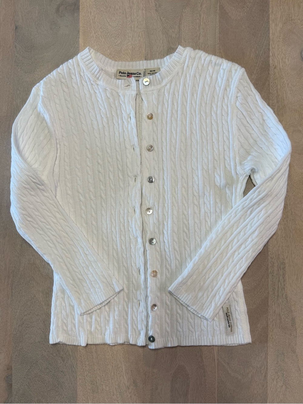Vintage Polo Jeans Co. Ralph Lauren Women's SizeM Cardigan Sweater 100%cotton